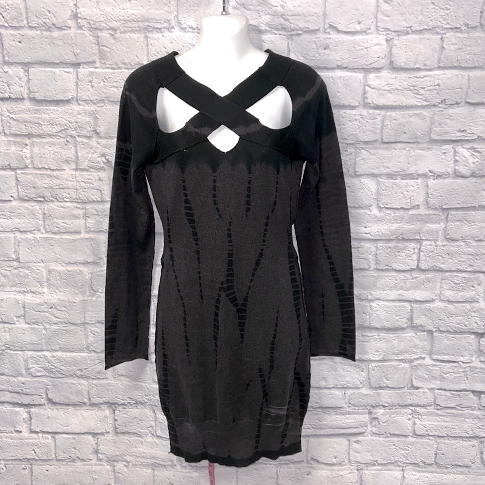 All Saints • Black Tie Dye Plexi Dress Cut Out 10
